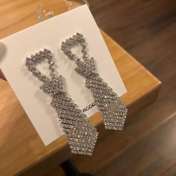 

dangle & chandelier s925 needle trendy jewelry fashion statement earrings zircon drop for girl lady gifts, Silver