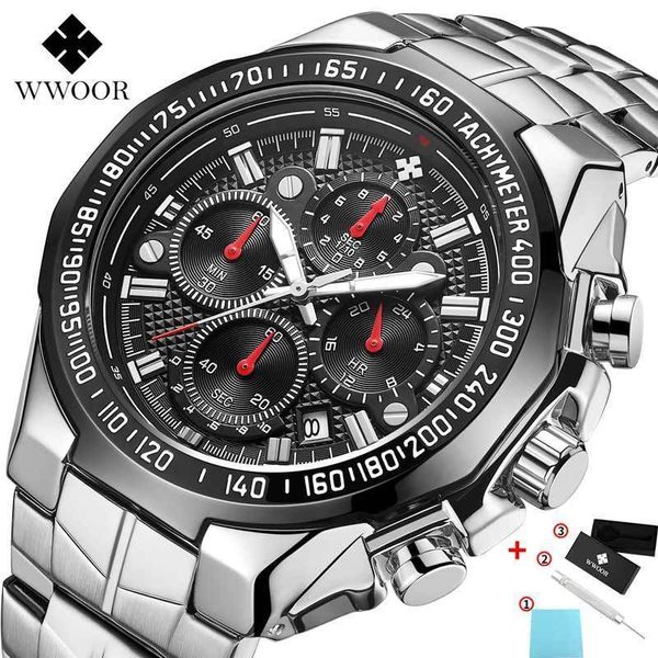 

wwoor watches men brand luxury black sport chronograph clock mens fashion big dial quartz wristwatch man relojes hombre 2021 cx200805, Slivery;brown