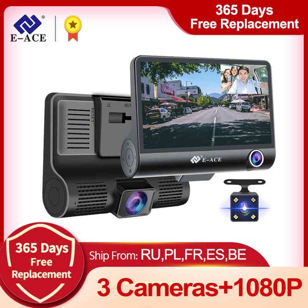 

e-ace car dvr 3 s 4.0 inch dual lens suppor rearview camera video recorder auto registrator dvrs dash cam