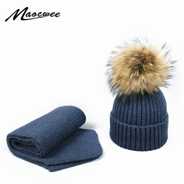 

hats, scarves & gloves sets pompon cap scarf hat set winter knitted skull children women acrylic solid color keep warm elastic, Blue;gray