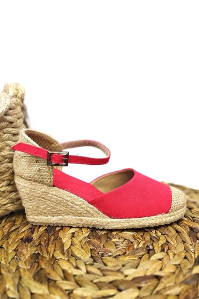 

sandals red women 's straw wedges, Black