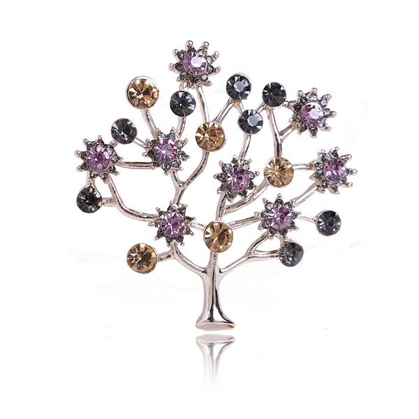 

factory fashionable new alloy diamond inlaid high fortune tree brooch, silk scarf button christmas