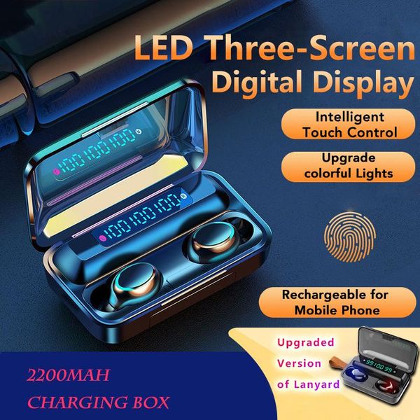 

headphones & earphones tws bluetooth 5.0 2200mah charging box wireless earphone 9d stereo sports waterproof earbuds with microphone