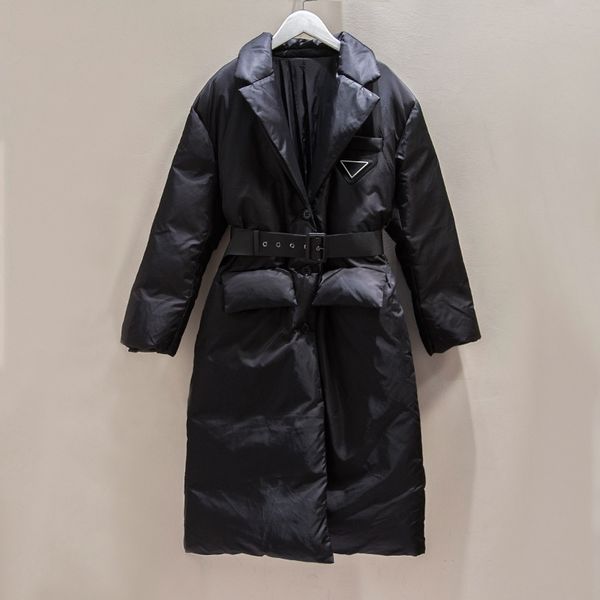 

one after another, we have issued the minority p2020 autumn and winter new suit collar, thickened knee length, waist closing down jacket,, Black