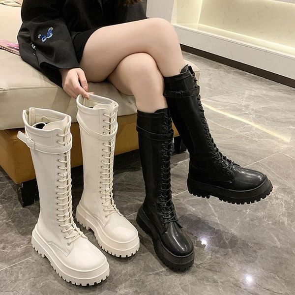 

boots flat heel women 2021 round toe female shoes zipper luxury designer over-the-knee rubber ladies autumn high, Black