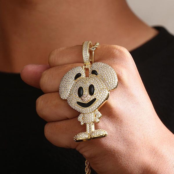 

pendant necklaces hip hop claw setting + cz stone bling iced out big animal pendants for men rapper jewelry gift drop, Silver