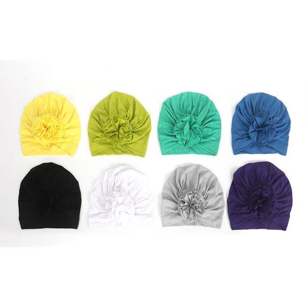

new fashion flower baby hat newborn elastic baby turban hats for girls 10 colors cotton infant beanie jlllen, Yellow