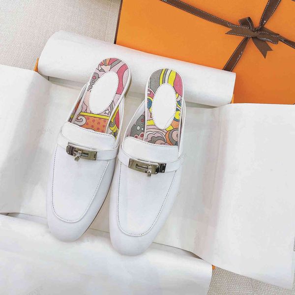 

slippers early spring 2021 new metal button single shoes square head low solid color daily blue doudou shoes flat heel single shoes zly bcch, Black