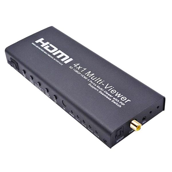 

audio cables & connectors 5pcs/lot 1080p 3d 4x1 quad screen real time multi-viewer splitter ir control with seamless switcher function