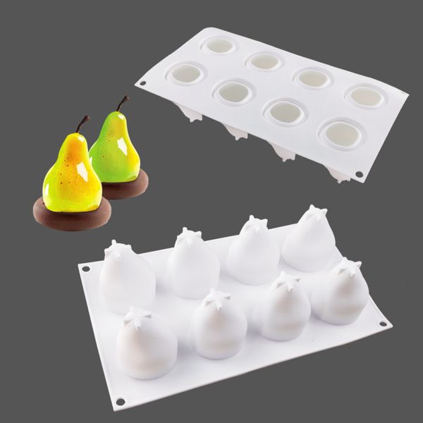 

8-dimensional pear mousse cake silicone mold diy baking utensils fruit silicone mold