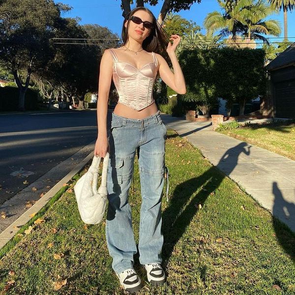 

women's jeans woman high waist shalwar lady denim clothing blue streetwear vintage quality 2021 fashion belt straight pants