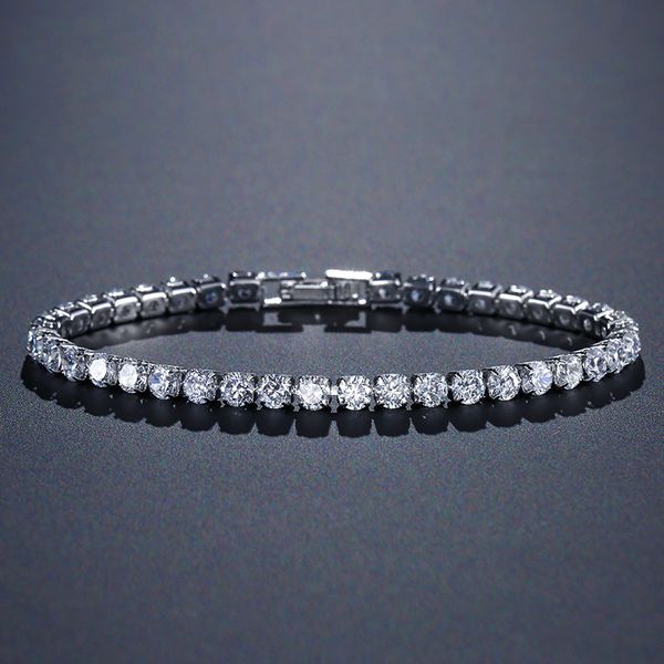 Klassisches Tennis-Armband, 4 mm, 5A-Zirkonia, 925er-Sterlingsilber, goldgefüllt, Verlobung, Hochzeit, Armbänder für Frauen, Brautgeschenk