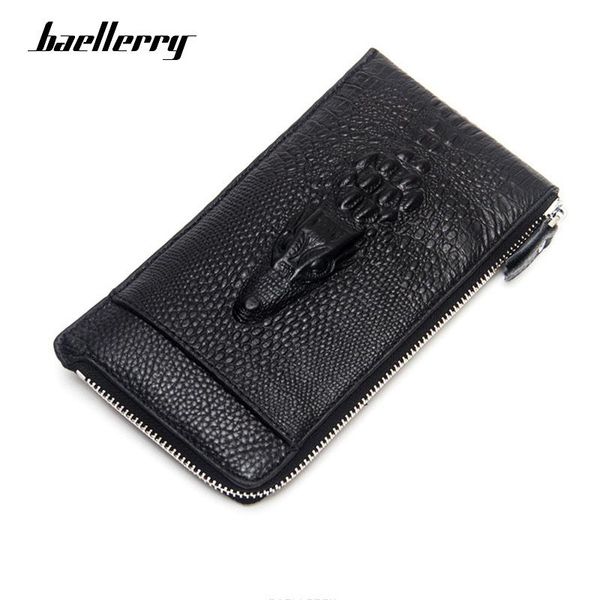 

baellerry men wallets long genuine leather male purses & wallet business men's designer purse phone pocket, Red;black