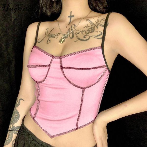 

2021 sleeveless patchwork crop summer women fashion streetwear outfits camis drop shipping good quality, White