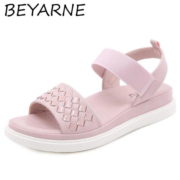 

sandals beyarne women summer female shoes flat bottom wedge breathable ladies slip-on casual sport sandalias, Black