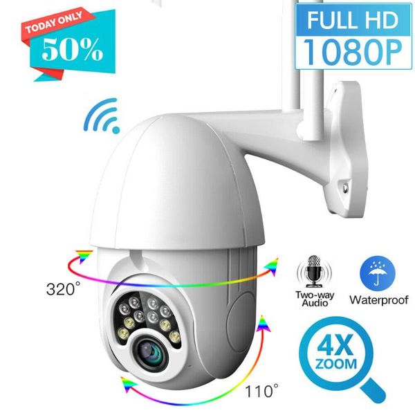 

wifi ptz 1080p wireless ip camera waterproof 4x digital zoom outdoor night vision security cctv two-way audio ai human detection