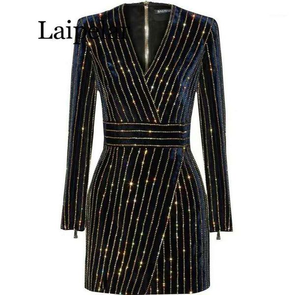 

casual dresses laipelar women bling long sleeve dress black v-neck full office party brazil vestidos, Black;gray
