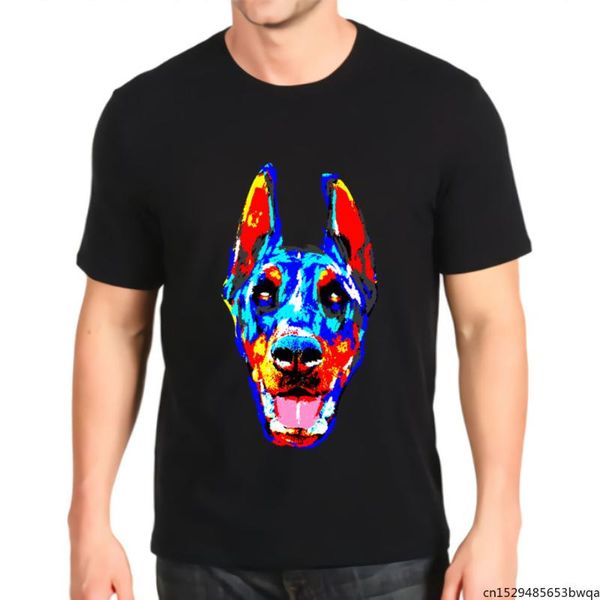 

men's t-shirts graphic retro print doberman art splash design dog baseball t-shirt kawaii anime shirt fashion, White;black