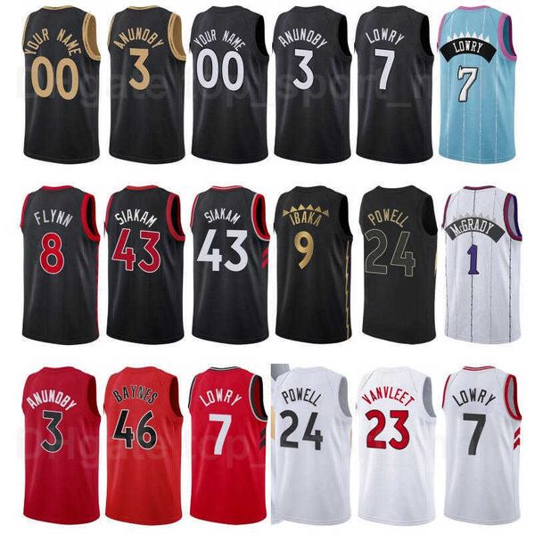 Screen Print Basketball OG Anunoby Jersey 3 Fred Vanvleet 23 Паскаль Siakam 43 Aron Baynes 46 Теренс Дэвис 0 McGrady