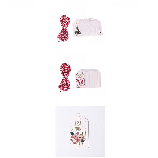 2021 Weihnachtsbaumschmuck Navidad Papieranhänger DIY Basteletikett Partybevorzugung Weihnachtsdekorationen für Zuhause 10M Schnur