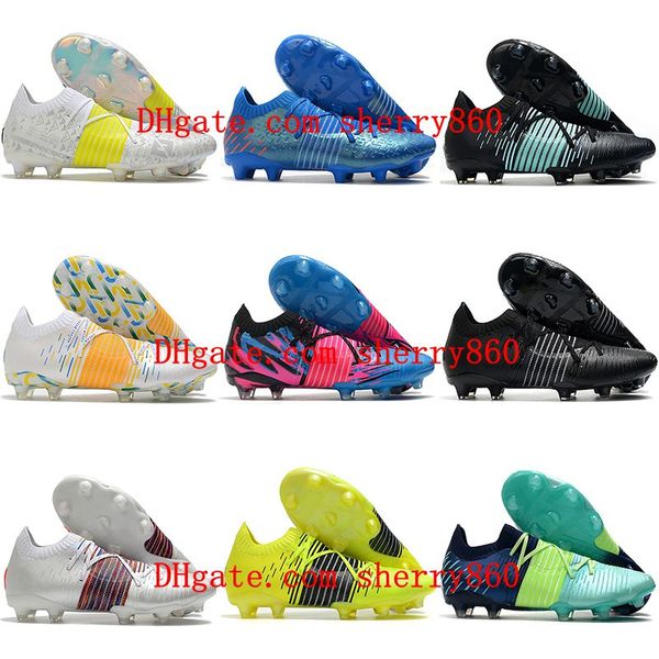 

mens soccer shoes future z 1.1 fg footbal boots cleats black white yellow green blue orange pink footwear low botas de futbol size us7-11.5, White;red