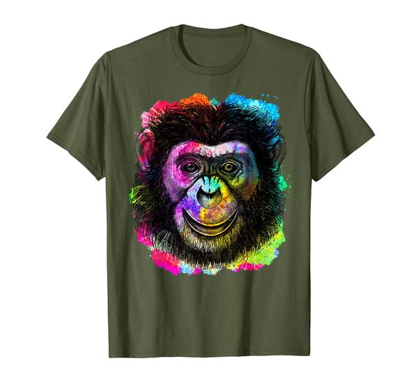 

funny monkey face on colorful painting art gift - chimpanzee t-shirt, White;black