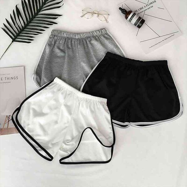 

summer street casual women shorts women all-match loose solid soft cotton blend casual female stretch shorts, White;black