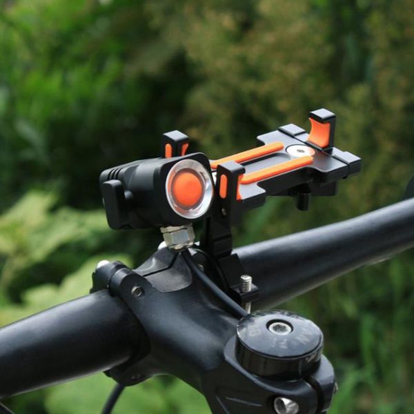 

usb rechargeable headlight warning light mountain bike accessories bicycle headlight with phone bracket practical warning light