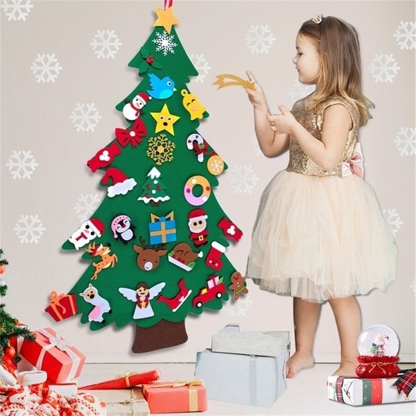 Albero di Natale in feltro per bambini Gioco dell'albero di Natale fai-da-te con 31 pezzi Ornamenti Ornamenti appesi a parete Regalo per bambini Capodanno 2021 201017