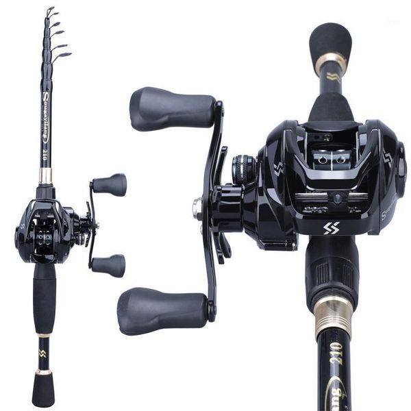 

boat fishing rods sougayilang 1.8-2.4m casting set portable ultralight rod and 12+1bb 7.2:1 high speed gear ratio reel