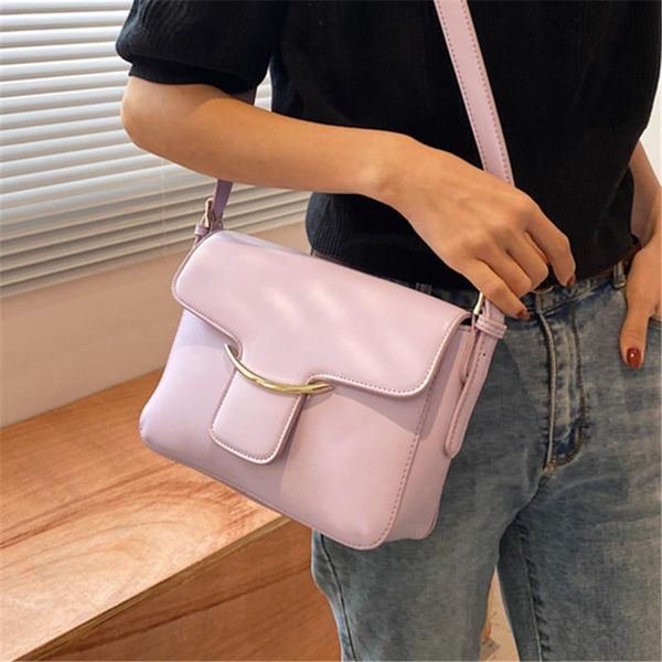 

shoulder bags solid color pu leather flap square for women luxury trendy designer messenger bag ladies elegant wild handbags sac