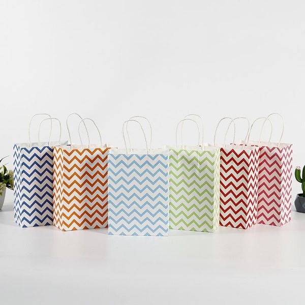 

gift wrap 10/60pcs kraft paper bag candy sugar party multicolor wave pattern