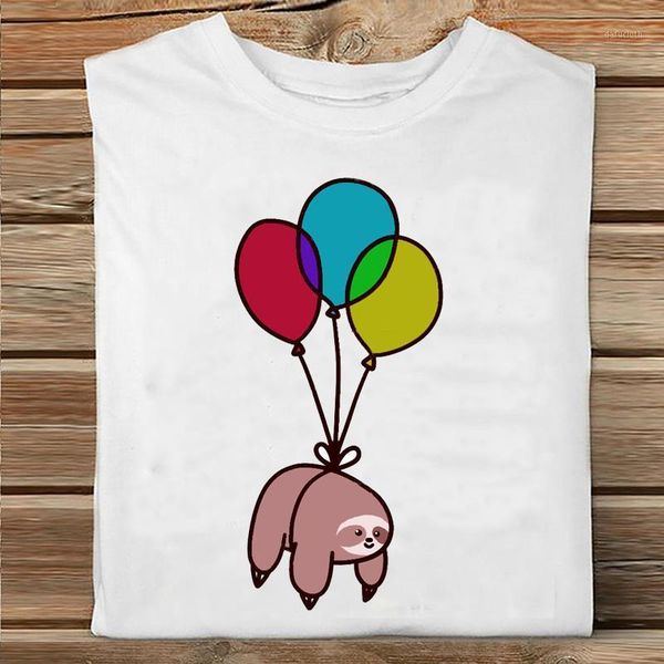 

women's t-shirt spring summer clothes print tshirt female tee ladies graphic women short sleeve sloth fashion clothing, White
