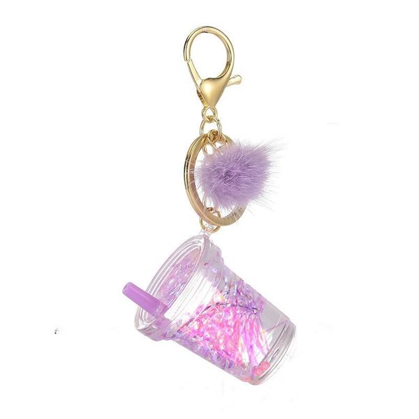 

keychains cute acrylic quicksand cup diy metal keychain key fob bag charm couples women friend backpack keyring gift, Silver