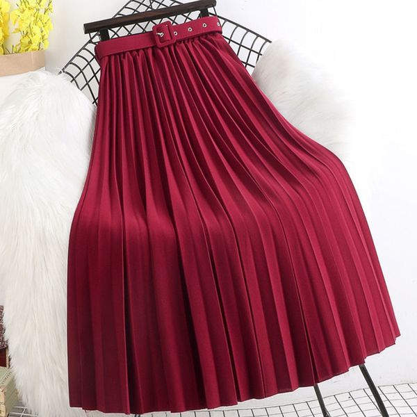 

velvet gold women plied fall and winter high waist bright with skirt belt y151 vjb7, Black