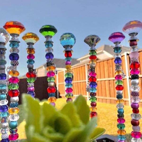 Objetos decorativos Estatuetas Jardim Estaca Requintado Multifuncional Plástico Eye-Catching Stick Stick Beads Cane para Kids Outdoor Decor Gar