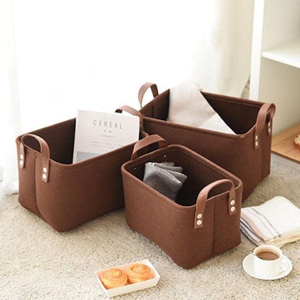 

storage baskets 1pc creative wool felt basket with handle laundry hamper bag home clothes barrel kids toy
