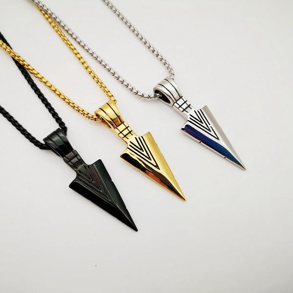 

pendant necklaces 2021 mens stainless steel vintage spearhead arrowhead necklace for men special surf bike chocker, Silver