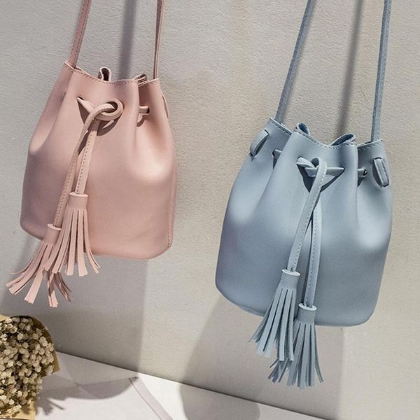

briefcases vintage tassel crossbody bucket bag female shoulder handbags drawstring messenger bags