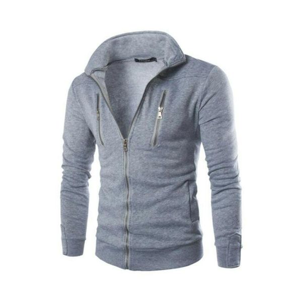 

men's hoodies & sweatshirts hoodie zipper sweatshirt men casual slim fit sport long sleeve coat black solid fashion autumn clothing gre