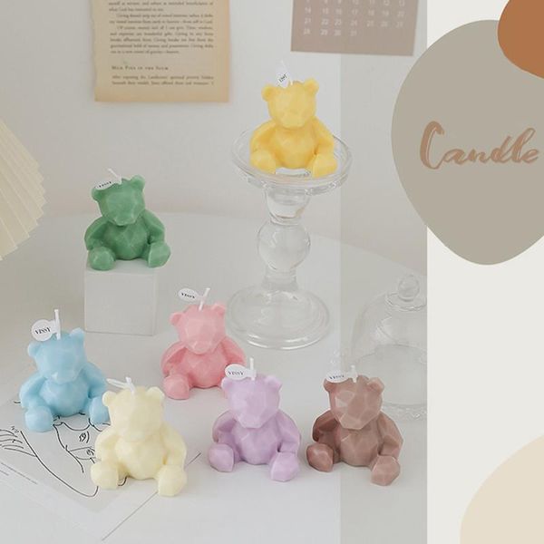 

candles geometric bear candle po props home decoration creative gift modeling soy wax scented festive