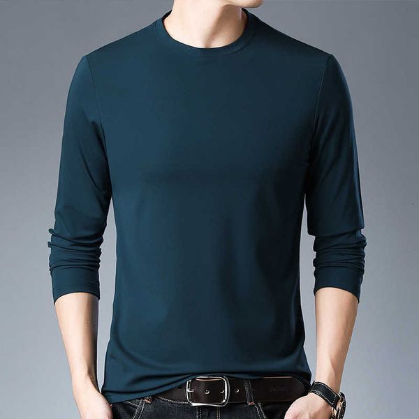 

spring / summer 2021 middle-aged and young wear long sleeve men's casual solid color round neck pullover t-shirt men, White;black