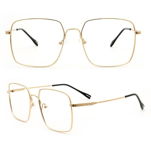 

fashion sunglasses frames women oversize square eyeglass men memory metal full rim optical glasses frame flexible prescription eyewear gold, Black