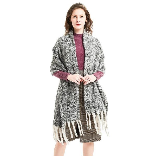 

scarves selling qiu dong loops coarse sand tassel clip flower color matching scarf shawl thick braids thickening tonglu, Blue;gray