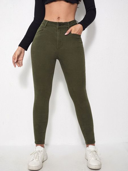 

high stretch cropped skinny jeans 17xk#, Blue