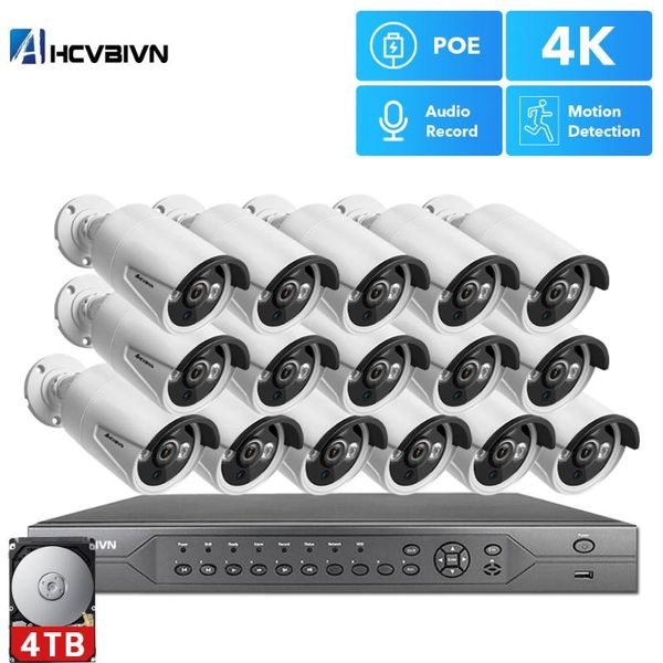 

ahcvbivn h.265+ 16ch 4k 5mp poe kit cctv camera system outdoor waterproof security poe ip camera video surveillance set 4tb hdd