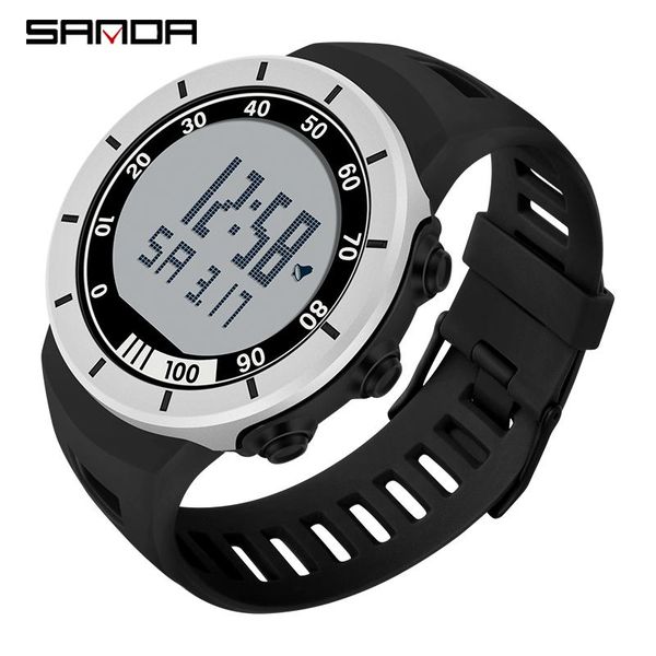 

wristwatches sanda sports men watches led digital watch fashion waterproof big dial steel case military clock outdoor wristwatc, Slivery;brown