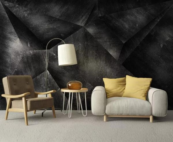 

wallpapers customized 3d mural wallpaper nordic creative black and white geometric square sofa background wall decoration painting