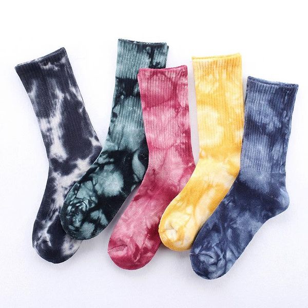 

men's socks men & women novelty colorful tie-dyeing skateboard socks.cotton harajuku hiphop sox ethnic couple long sock meias, Black