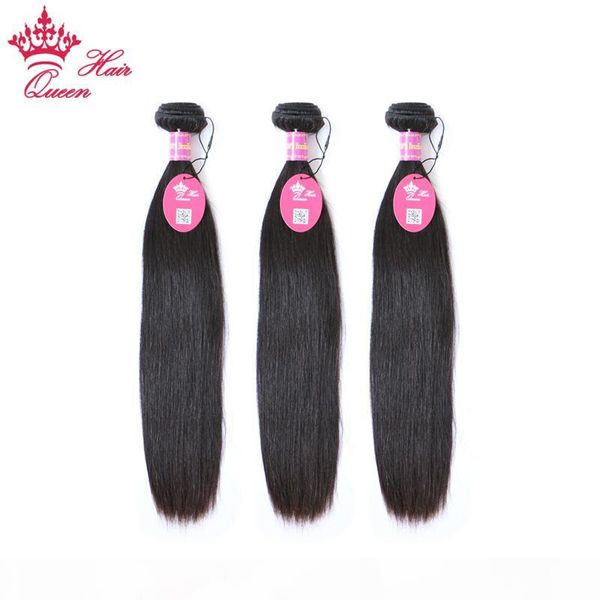 

queen hair brazilian virgin human hair straight 3pcs 12"-28" extension human weave natural color, Black